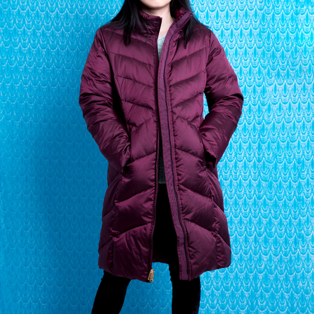 Long Lands' End Purple Down Feather Puffer Coat